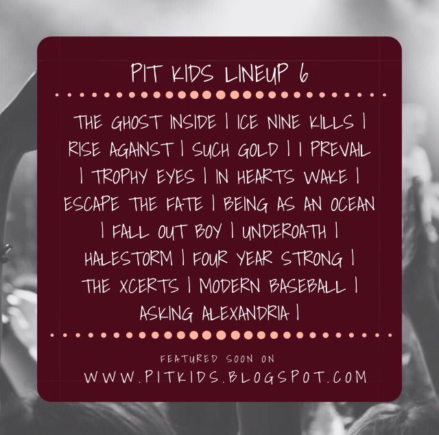 PIT KIDS LINE UP #6
The first article will be up in a couple hours, get excited with this lineup 🎉 #rock #alternative #poppunk #metalcore