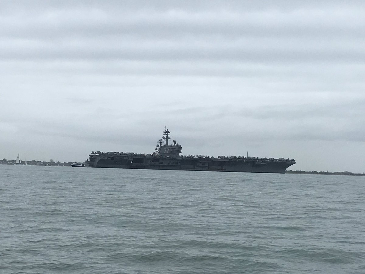 USS George H.W. Bush (CVN-77) in the Solent today $6.2 billion of kit and that's without the aircraft on top!