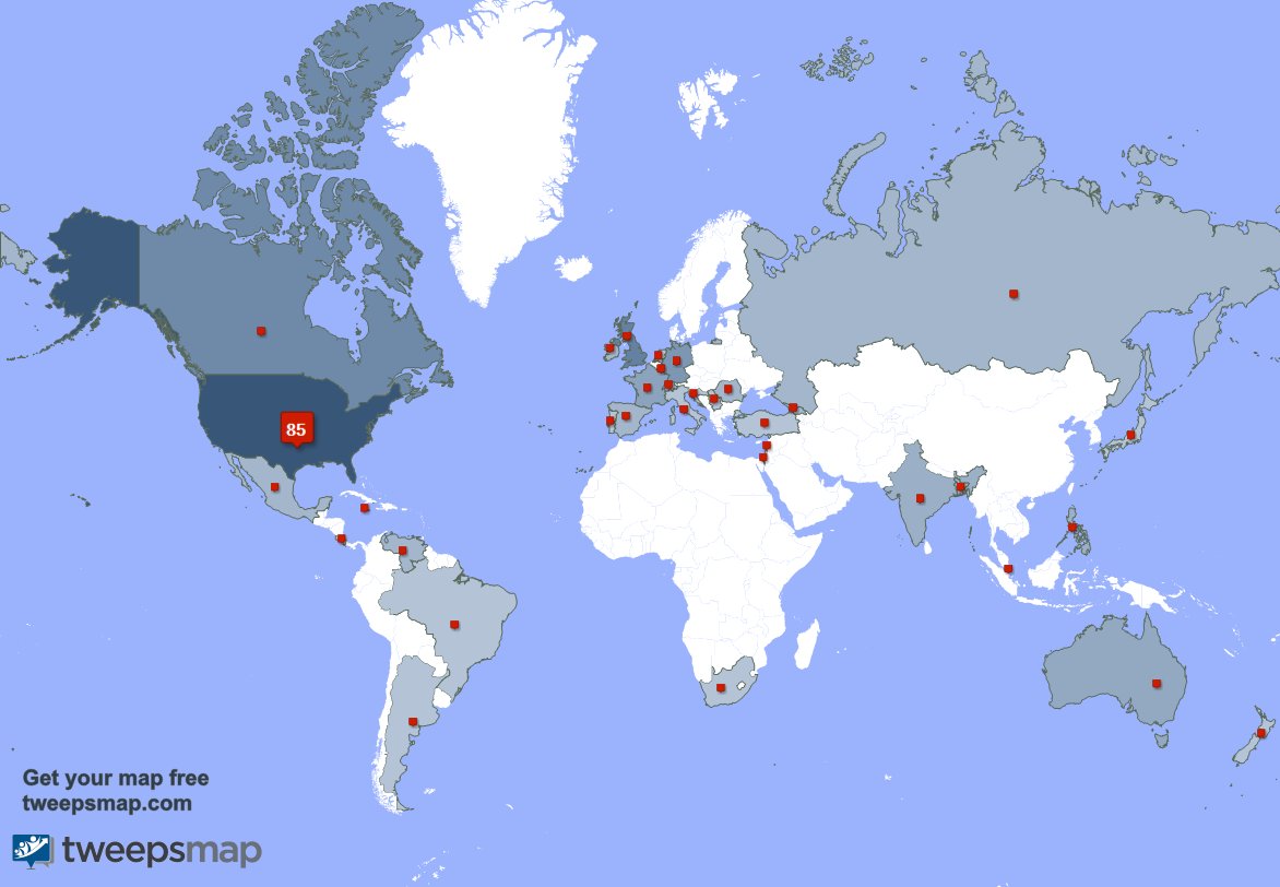 My followers are in USA(85%), UK.(5%)... Get your map too: tweepsmap.com/!RenOutfitters