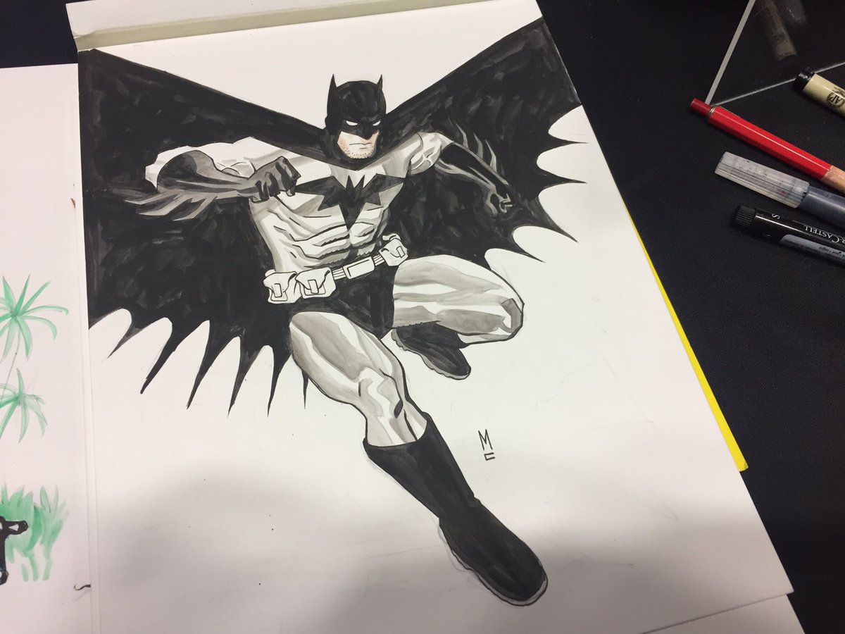 mattcdrawsalot's tweet photo. #batman commission from #RobCon2017 - #ink and #watercolor https://t.co/UGJzja5vAX