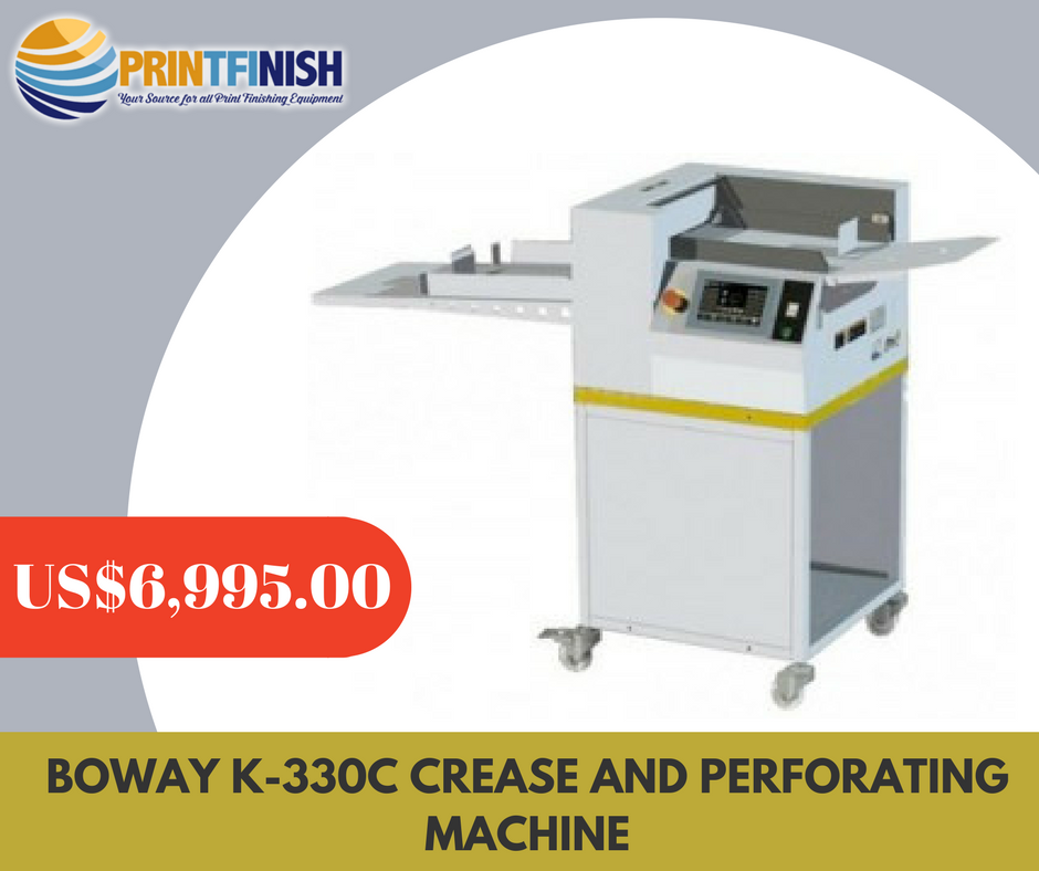 print_finish's tweet image. BUY #Boway K-330C #Crease and #PerforatingMachine at US$6,995, for more details call us on 1800-268-6577 or visit @ printfinish.com/shop/paper-cre…