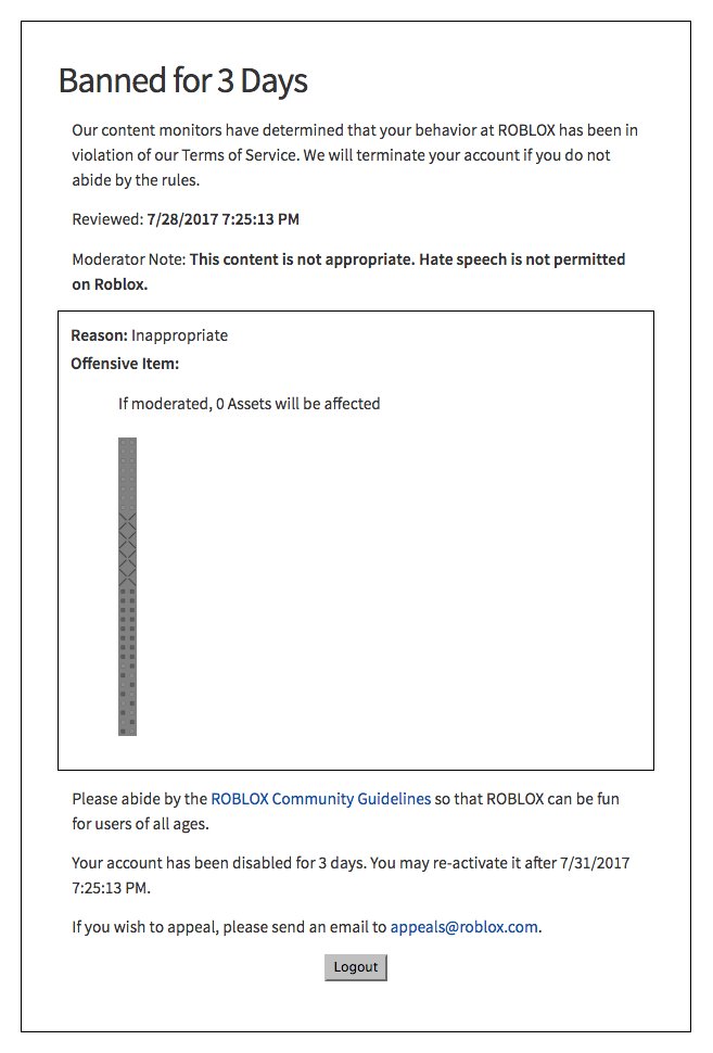 Soraisu On Twitter Smh Roblox Your Ban System Is The Most Idiotic Thing I Ve Ever Encountered What Is Wrong With Your Own Textures This Pisses Me Off Https T Co Yaqxyiskyf - ban land banned list roblox