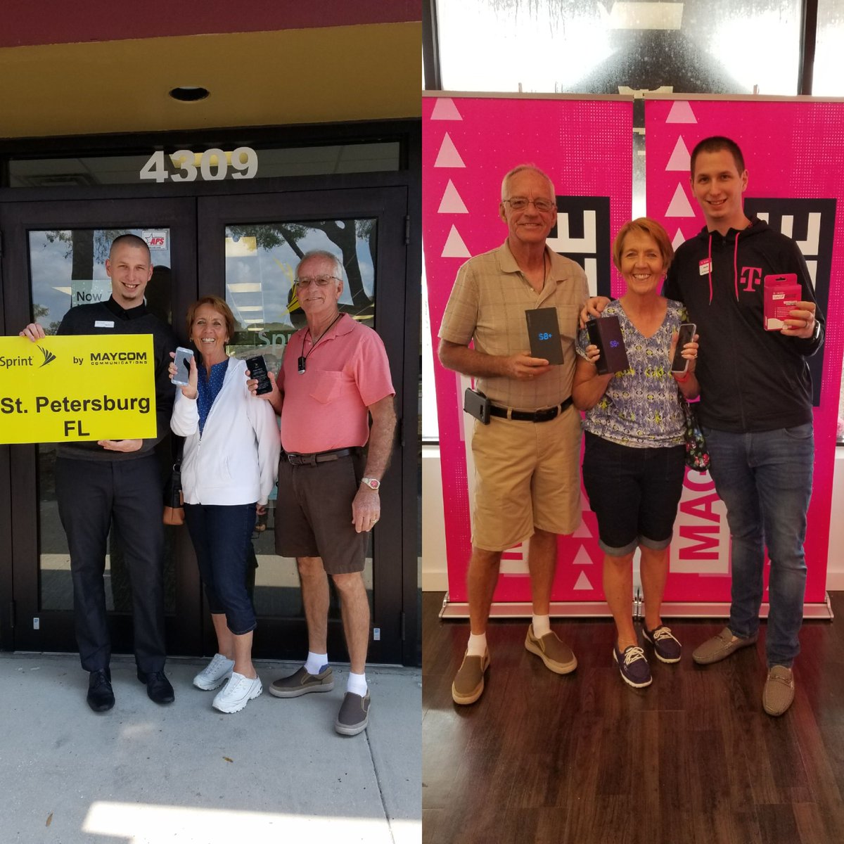TMobileAaron's tweet photo. The leftside was a year ago!! Rightside is today for #customerappreciationday these are my fans!! #grandparents   
#BeMagenta @JohnLegere https://t.co/WRUNP4gZhA