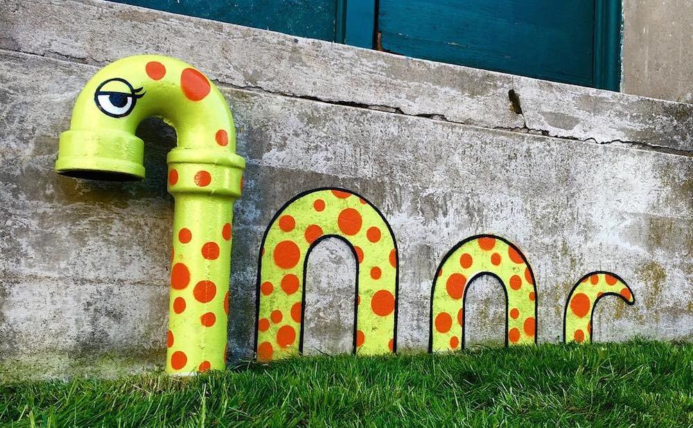 hyperallergic's tweet photo. A Street Artist’s Whimsical Interventions Turn the City into a Playground https://t.co/afes9yUEAX https://t.co/PhQLJno4sO