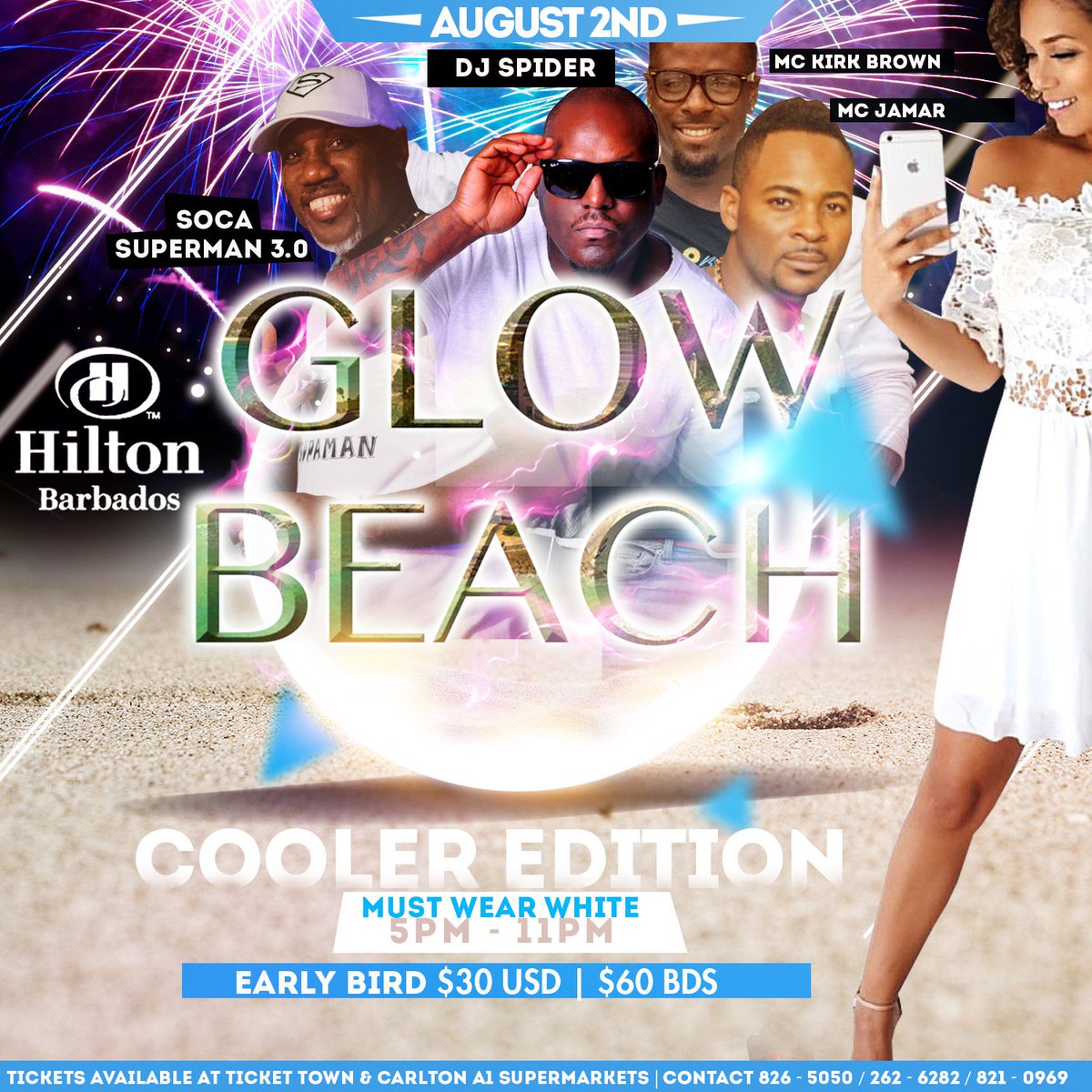 PowerXFour's tweet photo. All-star "GLOW BEACH" DJ line up!

Crop Over Wednesday | Hilton Barbados Resort

Tickets: https://t.co/FBt9EbVPaN and TicketPal outlets https://t.co/slYmScGxOY