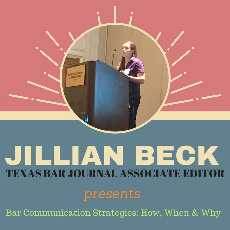 BellCountyBar's tweet image. Jillian Beck #socialmediahacks #barleaders17 @statebaroftexas (made with @Canva #goodtip) Thanks, @jillianmbeck