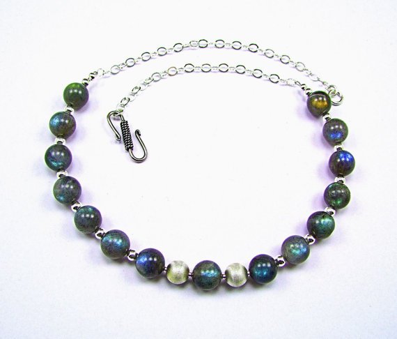 Labradorite Sterling Silver Necklace etsy.me/2tGnBga #labradorite #labradoritenecklace <a href="/thesilverbear/">Augie</a>
