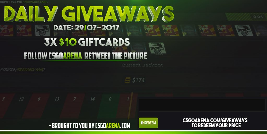 CSGOArenaGG's tweet photo. Daily Giveaway RT + follow @CSGOArenaGG to enter! We'll be giving away 3x10USD GL&amp;HF ❤ https://t.co/yDVolSa7Zj