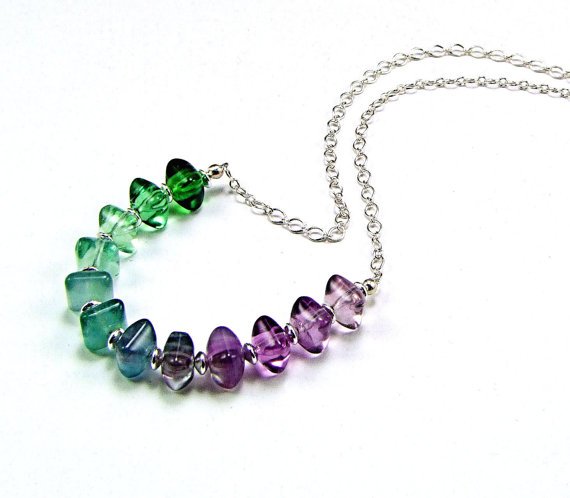 Fluorite Ombre Sterling Silver Necklace etsy.me/2tFVBcq #fluorite #flourite #fluoritenecklace <a href="/thesilverbear/">Augie</a>