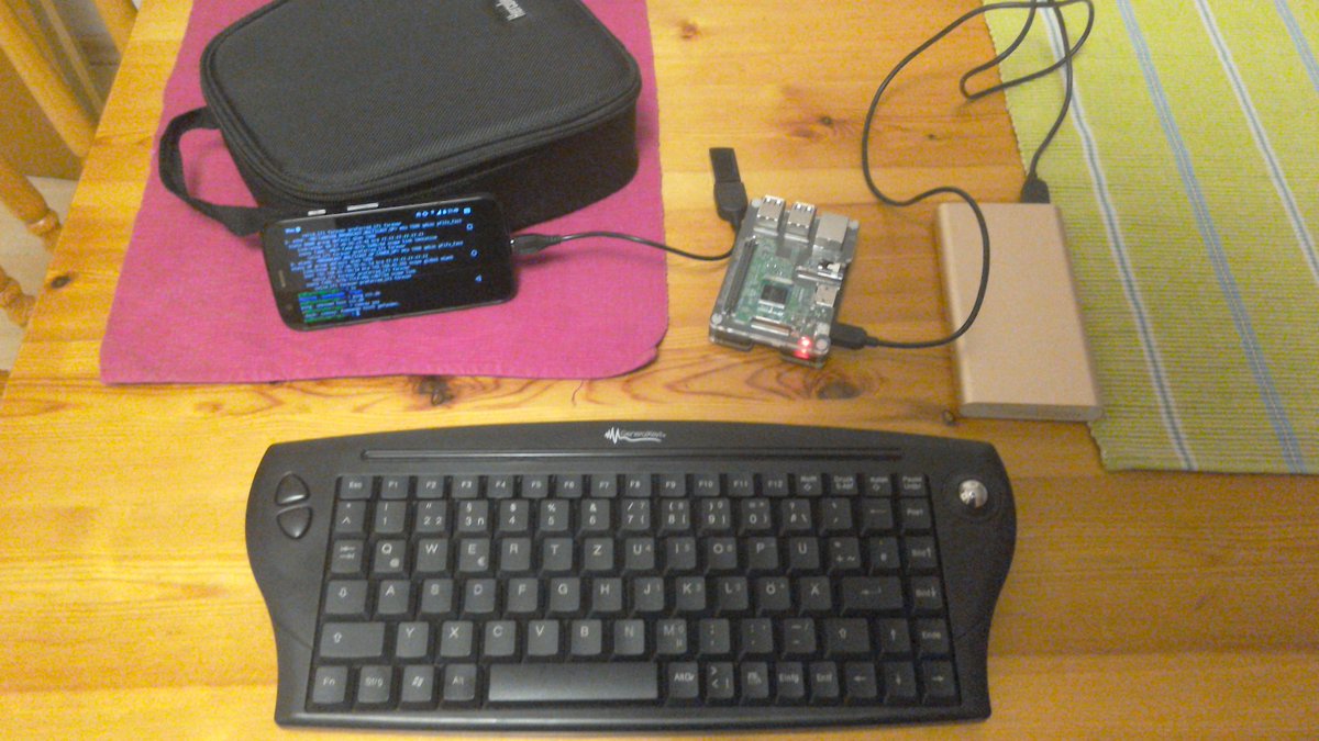 pintman's tweet photo. Minimal Setup: #RaspberryPi #Powerbank #Android #USB-OTG #termux #HardwareKeyboard https://t.co/HPA40Ennei