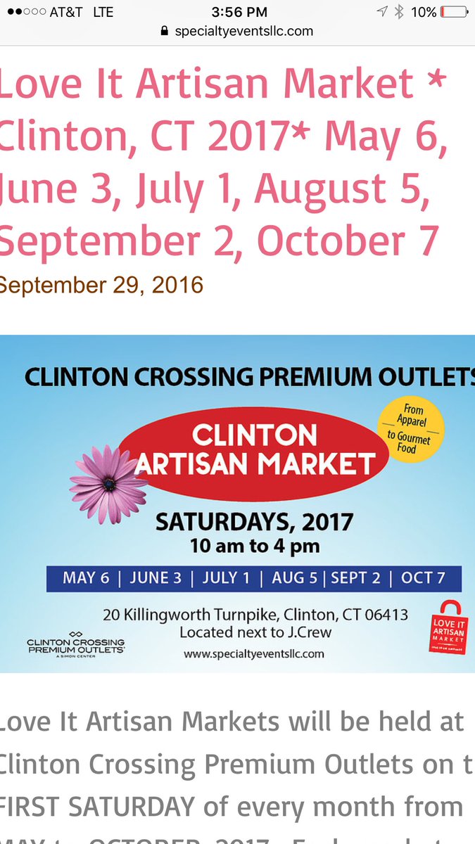 specialtyevnts's tweet photo. This weekend. Clinton Artisan Market-Clinton Crossing Premium Outlet. 10-5. 30 artisanbooths! Wow! https://t.co/AjqBi8vPMT