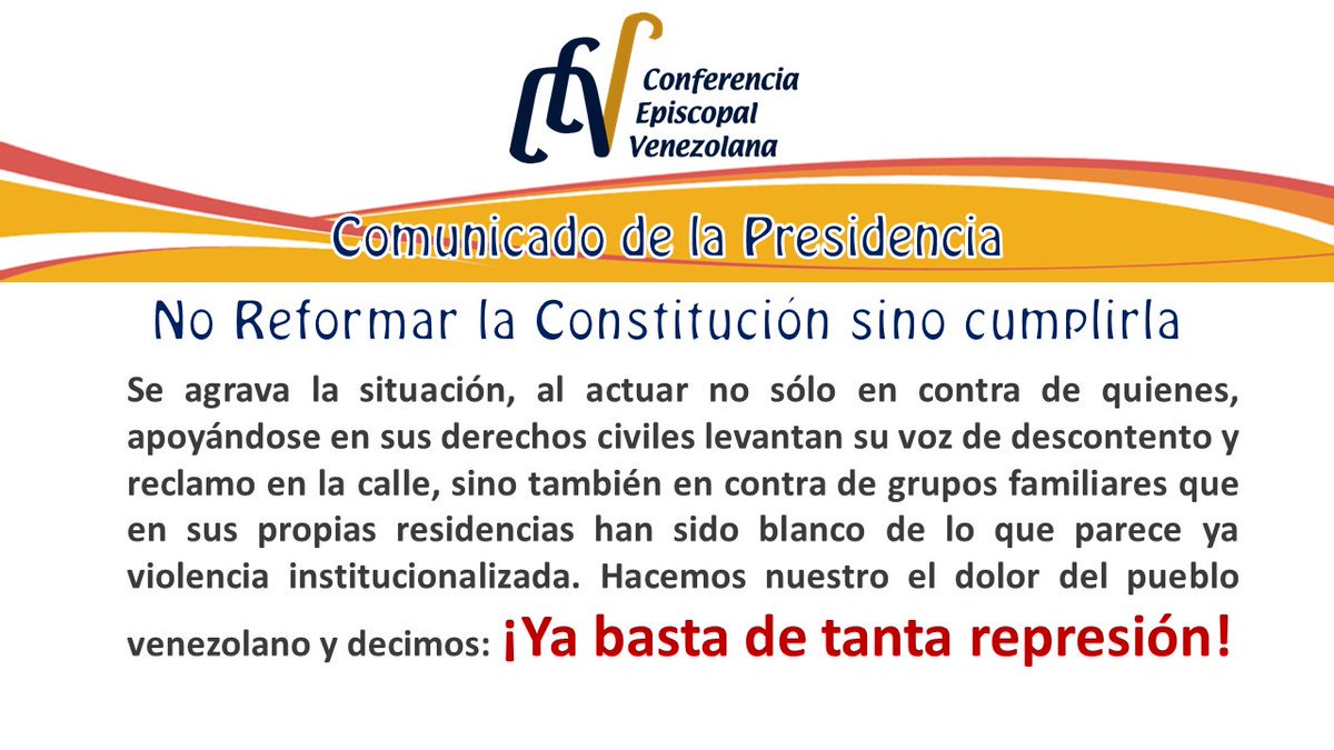 #CEV En nombre de Dios. ¡Ya basta de tanta represión!