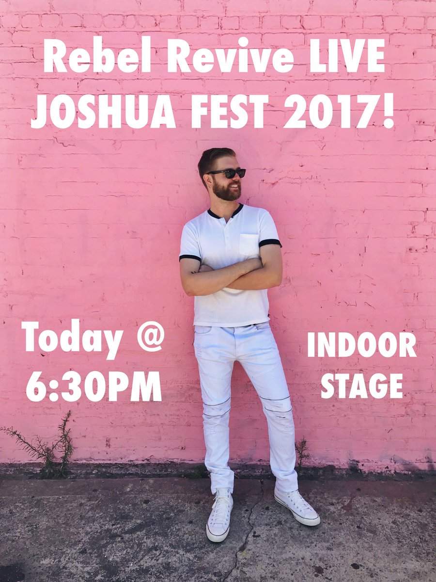 Hey <a href="/JoshuaFest/">Aaron Diello</a>, today is the day! Put on those singing voices: Rebel Revive tonight at 6:30PM on the Indoor Stage. ROCK! ❤️🤘
#JoshuaFest