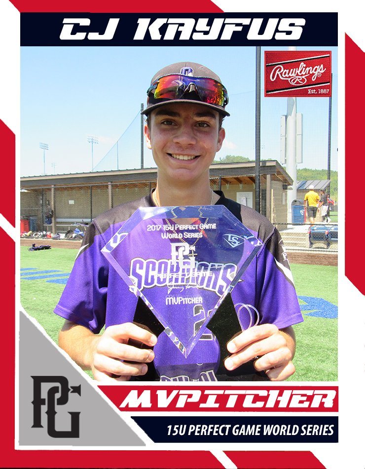 PerfectGameUSA's tweet photo. Congrats to the @RawlingsSports MVP and MVPitcher award winners from our 15U Perfect Game World Series! https://t.co/l5NCAfvMCv