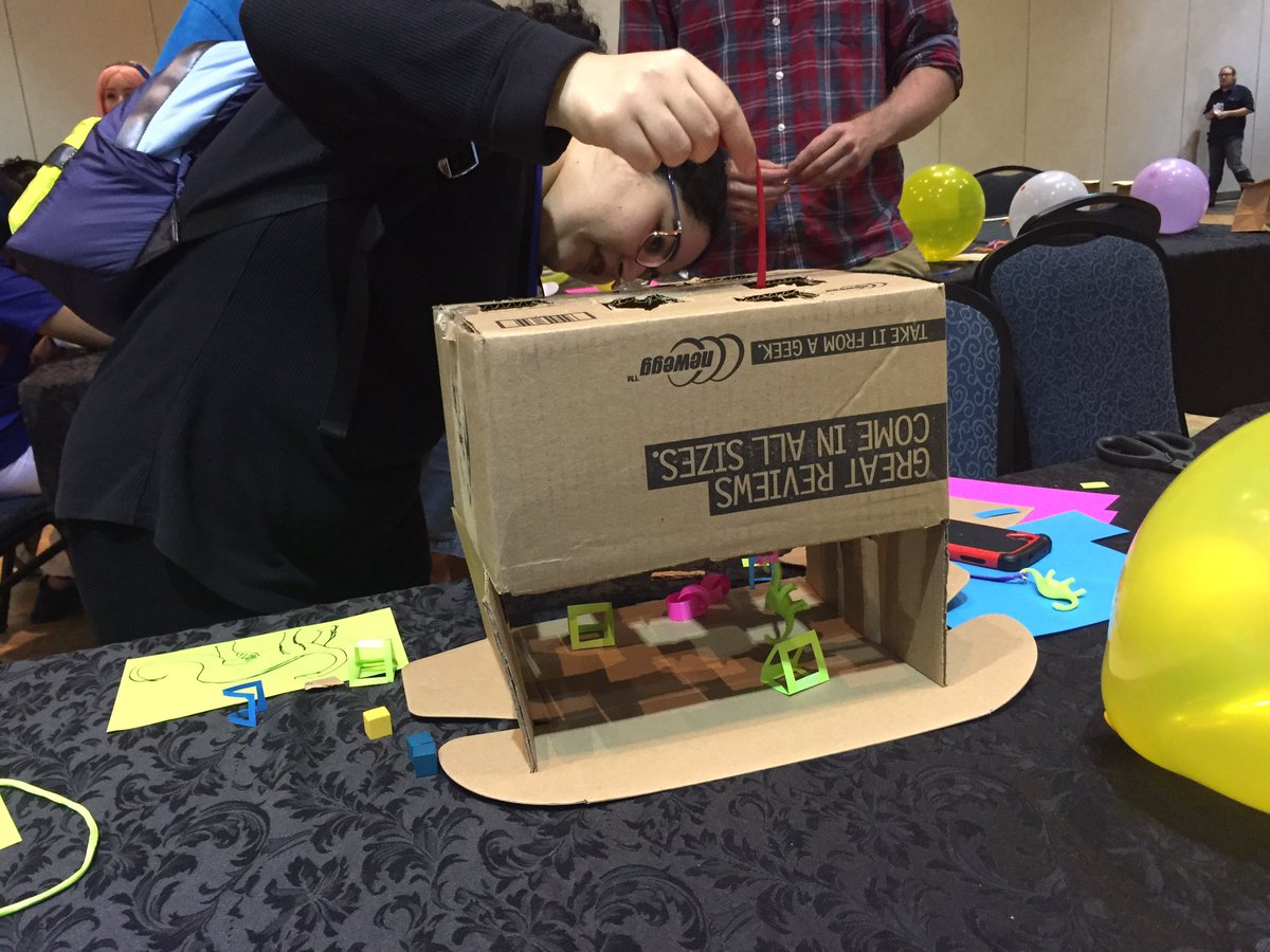 GameJamHamilton's tweet photo. "Bungie Bronto", a dino dippin' crane game! #BravoGameJam #ConBravo2017 https://t.co/rzxlKF4Ohr