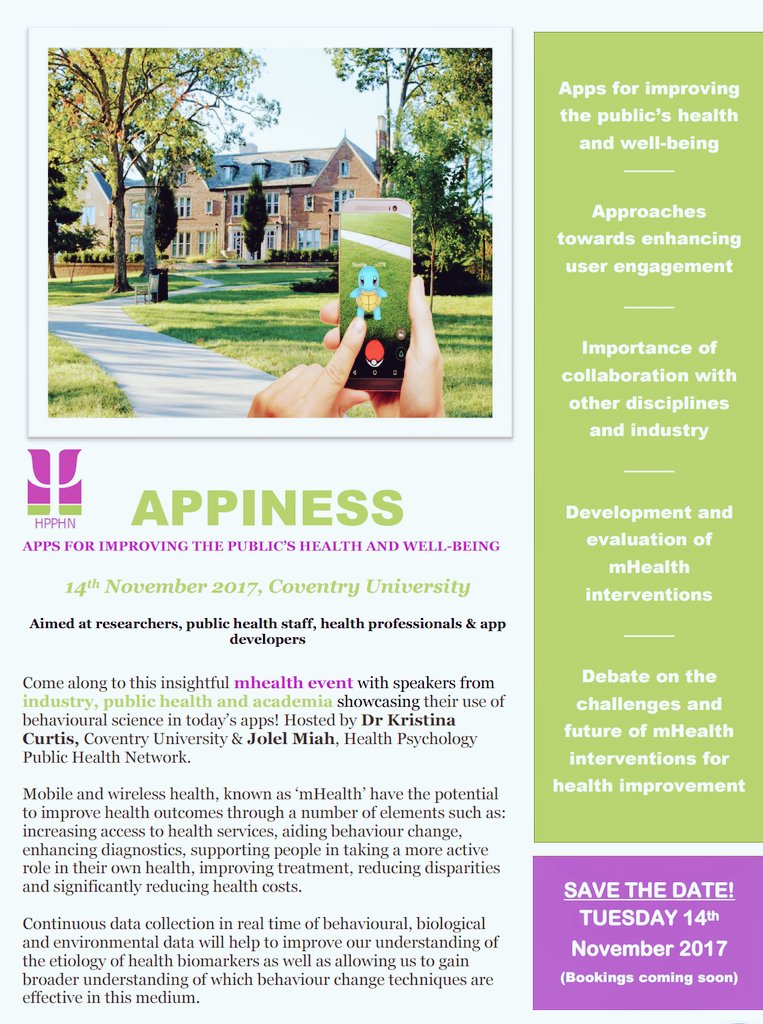 BSPHNetwork's tweet photo. We are also taking bookings for our event in November on #mhealth https://t.co/ADlKBiqQ9V . Spaces limited @divhealthpsych @MidsHealthPsych https://t.co/dfbFwB9IyB