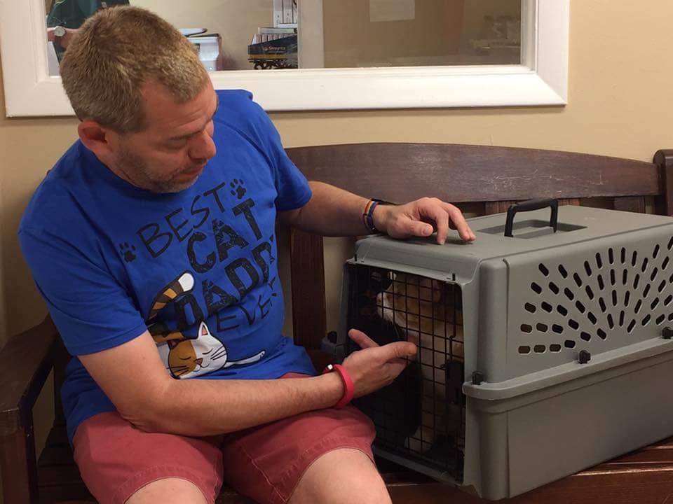 TimBond's tweet photo. Elvis went to his first vet visit today since he was adopted. #bestcatdaddy #CatsOfTwitter #veterinarian https://t.co/wdSbqNqabs