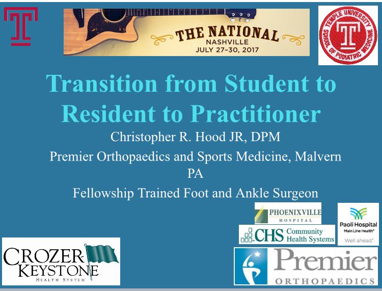 crhoodjrDPM's tweet photo. Enjoyed my first lecture at the @APMA #ASMNashville w fellow YPs Drs Sganga, Lockwood @HFAA, Calligaro, Canales #discoverpodiatricmedicine https://t.co/ZqZKNWYkIw