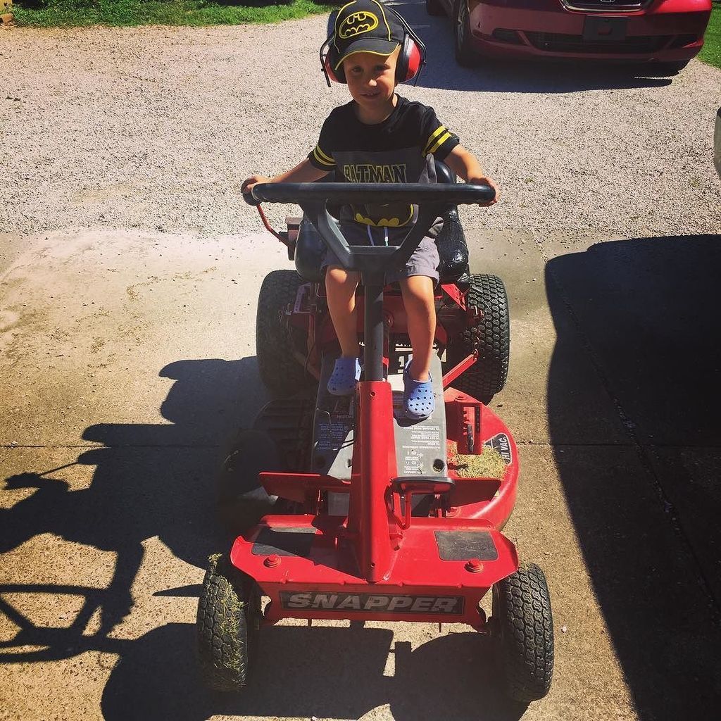 AndyGries's tweet photo. His Batmowermobile will be waiting for him in about 6 years. #mowerintraining https://t.co/PowoL5NxYX https://t.co/VoDxRbkg0X