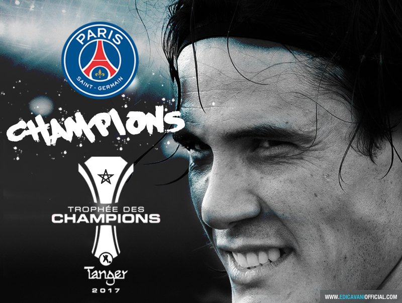 ECavaniOfficial's tweet photo. Champions Campeones Campioni #ASMPSG #TDC2017  🏆 🔴🔵 https://t.co/G4pNU8kJji