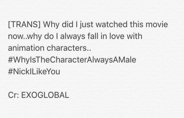 softpcy's tweet photo. remember when chanyeol openly admitted he had a crush on the male fox from zootopia https://t.co/dSAMXRUWB7