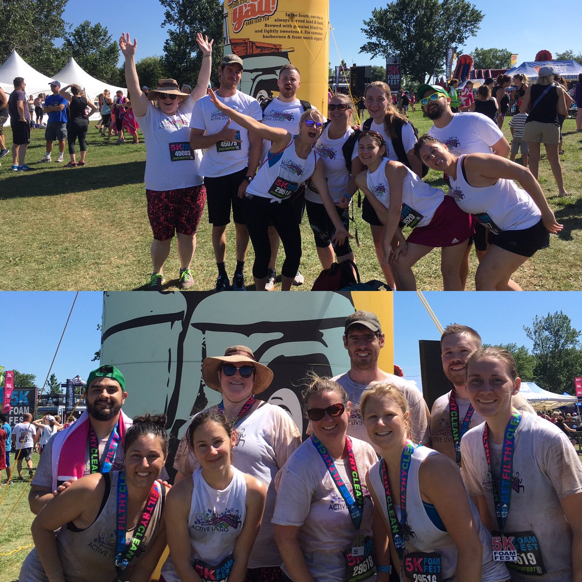 ActiveLivingPC's tweet photo. Belleville foam fest 5km before and after.  We did it! #physioteam #sotirednow https://t.co/L7PJvDgcXh