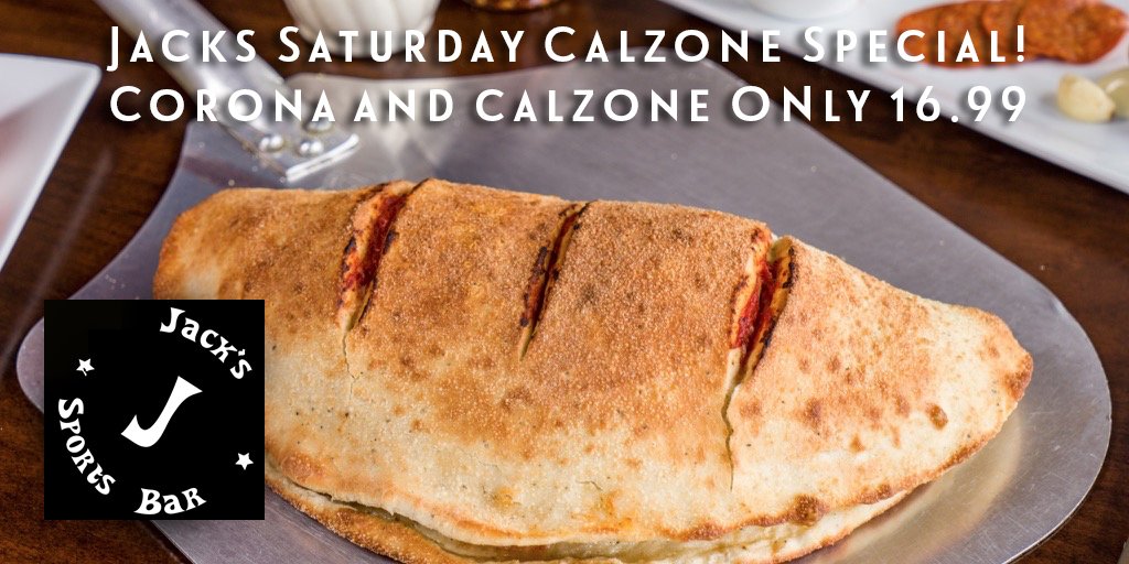 JacksPizzaCafe1's tweet photo. Saturday Corona Special! Corona and Calzone Only 16.99! Come have a good time at Jacks! #corona #calzone #yeg #jacks https://t.co/TRwGCqFpkf