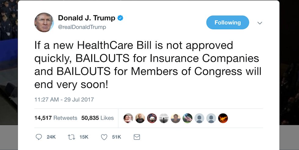 thehill's tweet photo. Trump threatens to end health insurance benefits for members of Congress https://t.co/sSDTbZknKm https://t.co/B8kCxjkTA5