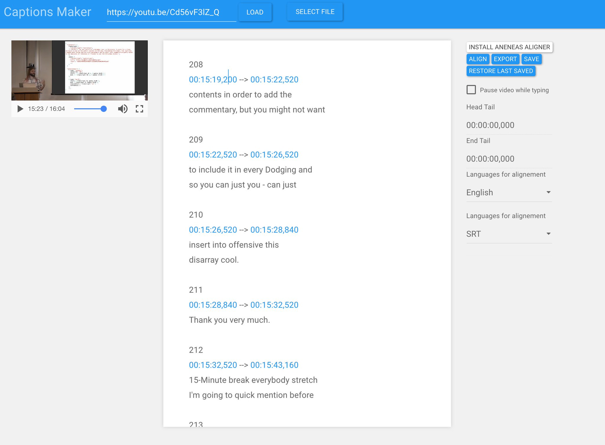 captioning app screenshot