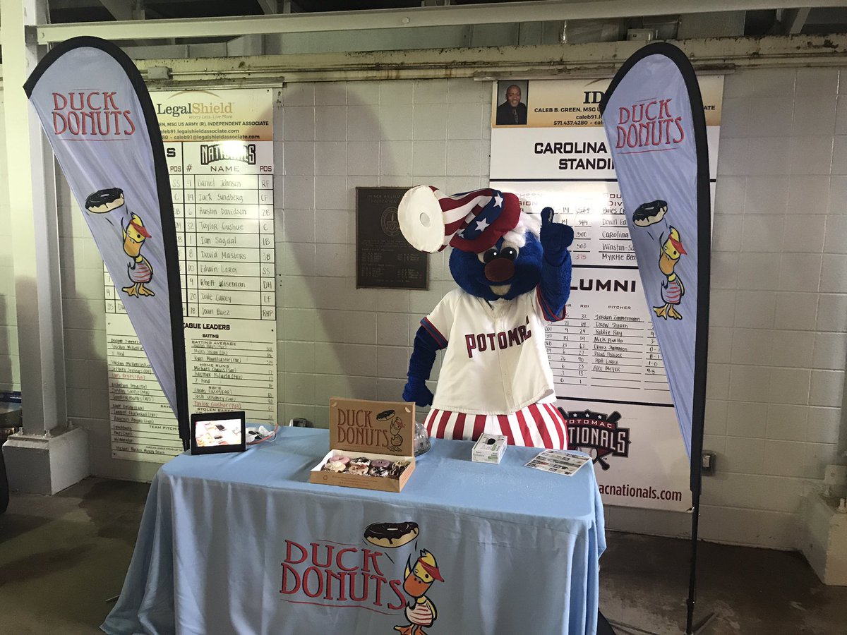 Duck Donuts (@duck_donuts) on Twitter photo Official Donut of your Potomac Nationals!! <a href="/PNats42/">Potomac Nationals</a> <a href="/duckdonuts/">Duck Donuts</a> #officialdonut #realbaseball #carolinaleague #Pnats Official Donut of your Potomac Nationals!! <a href="/PNats42/">Potomac Nationals</a> <a href="/duckdonuts/">Duck Donuts</a> #officialdonut #realbaseball #carolinaleague #Pnats