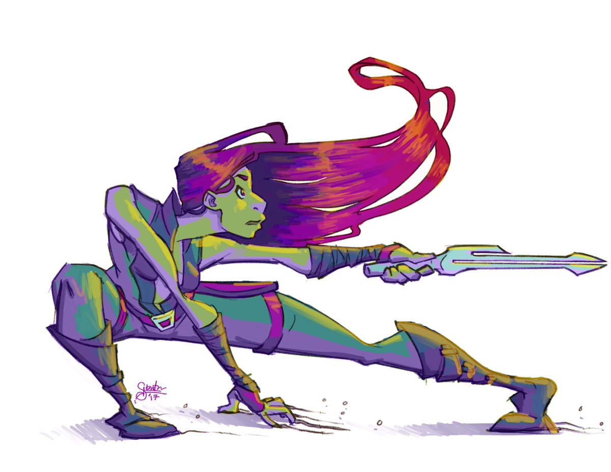 kaliestanton's tweet photo. #colorstudy of #Gamora from #GuardiansoftheGalaxy. Tried to push color + pose to extremes 
.
#sketch #art #marvelcomics #badasswomen #comics https://t.co/Et0nJmLeGN