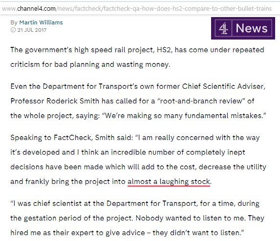 mcahs2's tweet photo. Ex adviser calls for #HS2 review Fundmental mistakes. Inept decisions adding to cost. A laughing stock! @ 100 billion not funny. https://t.co/LCti25GiTz