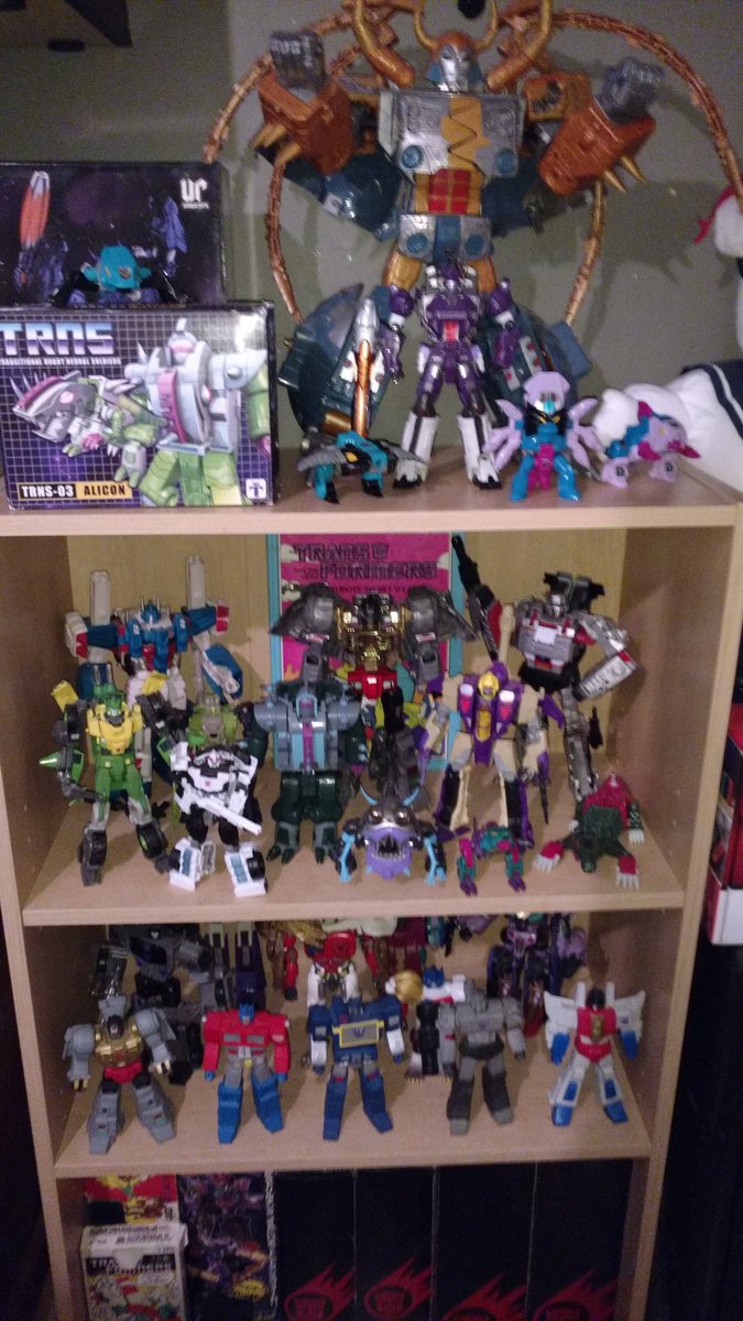 GaminGeorge's tweet photo. All my #RobCon2017 pick ups from today and my #Transformers shelf! #RetroGaming https://t.co/Qri31pX86z
