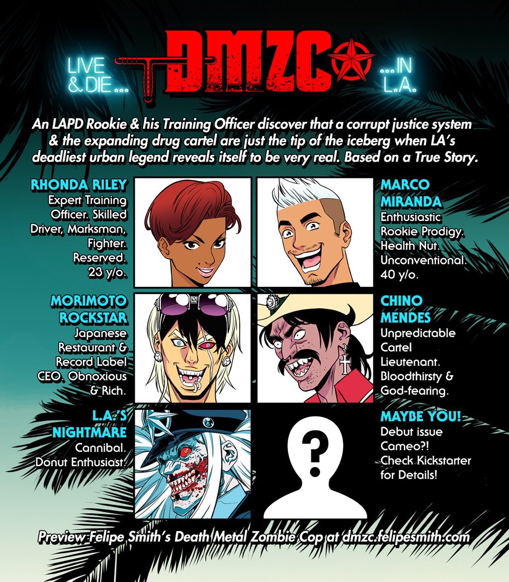 FelipeTweeters's tweet photo. Get acquainted w/ the #Cast of #DeathMetalZombieCop! Only 19 DAYS LEFT 2 fund this #LANightmare! Click link 2 pledge!https://t.co/nvF1y7WNnk https://t.co/RHJ5JyBvyL