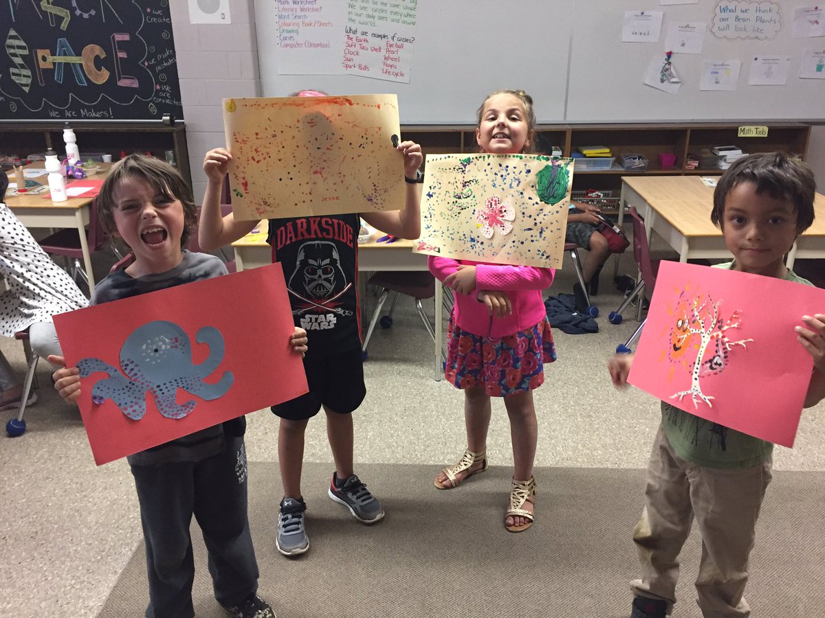 KStewart_KSD's tweet photo. Dot Art with the grade 1-4 students! #teamteaching #summerheatfun @SSSummerHEAT https://t.co/DChnRe90D1