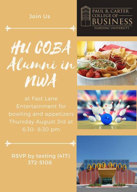 HUCPE's tweet image. Looking forward to seeing COBA alumni in NWA on Thursday. RSVP for this fun networking event. @hardingpc @hardingalumni