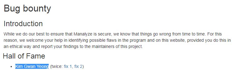 Added to Manalyze Bug Bounty Hall of Fame. Thank!
<a href="/JusticeRage/">Ivan Kwiatkowski</a> #bugbounty #Manalyze #security
