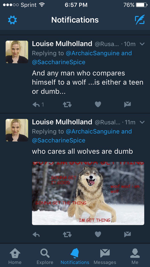 //Everyone. Take a look at this dumb cunt. @Rusalka343 is too stupid to see my Ian is a roleplay account. Look at this cute keyboard warrior