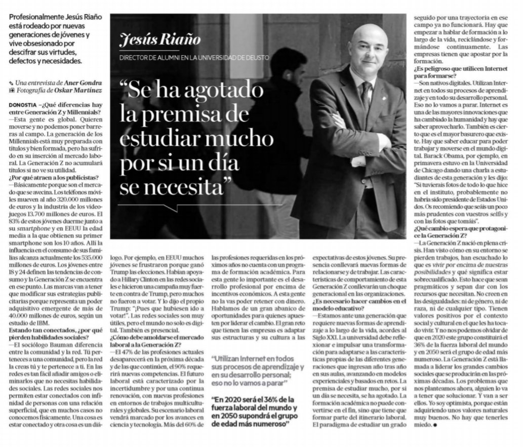 ikeror's tweet photo. Entrevista en @NotGip a @JesusRiano_ , director de @DeustoAlumni , sobre la nueva generación de jóvenes. La generación Z https://t.co/oDeqmWVGUV