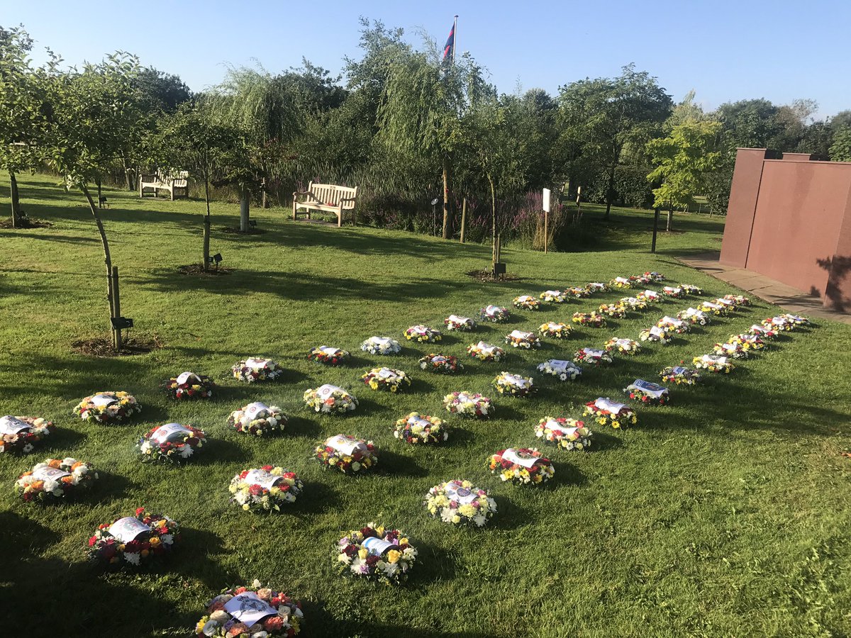 Ivisonflorist's tweet photo. All the wreaths laid ready for @UK_COPS service today. Hope you all have a wonderful day and thank you @Nat_Mem_Arb #COPS2017 https://t.co/drP2J5hcy2