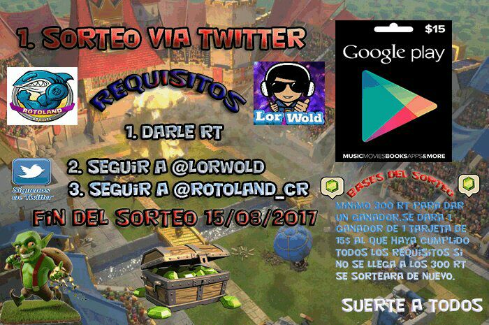 Beow3ulf's tweet photo. 1. SORTEO TARJETA 15$
--REQUITISITOS--
-DAR RT 🔃
- SEGUIR A @lorwold 
- SEGUIR A @Rotoland_CR 
- SUERTE A TODOS 💖💋⏰
- 15-08-2017 FIN SORTEO https://t.co/MexVqVUFTN