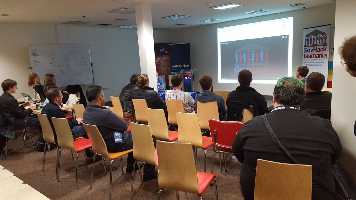 GovHackTas's tweet photo. Here’s a wrap up shot from Hobart. #govhack https://t.co/vXcUvKEHhy