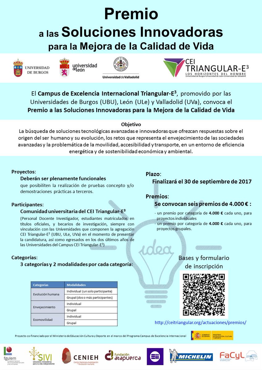 CEI_E3's tweet photo. #Premio "Soluciones innovadoras para la mejora de la calidad de vida" del @CEI_E3 
Hasta el 30/9
Dotación: 24.000€
https://t.co/q8QSPqiNMR https://t.co/r9RRTLWxiP