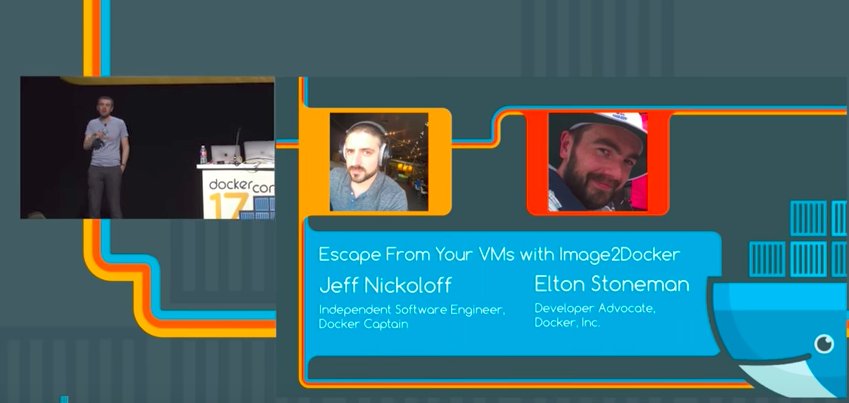 Docker's tweet image. It's time to escape from your #VMs with the #Image2Docker tool dockr.ly/2eXTKKv