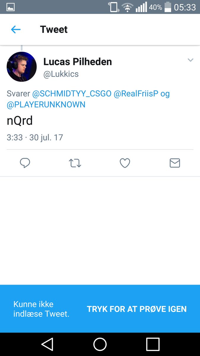 RealFriisP's tweet photo. @SCHMIDTYY_CSGO @PLAYERUNKNOWN Nice @Lukkics https://t.co/u4bzpvnxR2