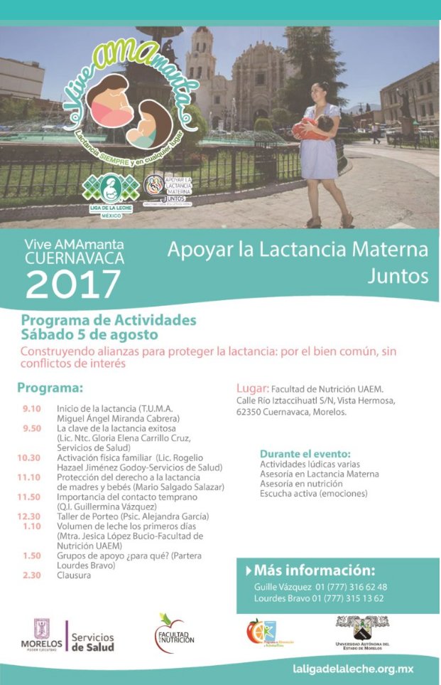 LigaLecheCuerna's tweet photo. Una semana para Vive AMAmanta Cuernavaca. Esperamos a toda la familia. Descubre cómo tener una lactancia materna exitosa. Entrada libre. https://t.co/iuyINcQwY6