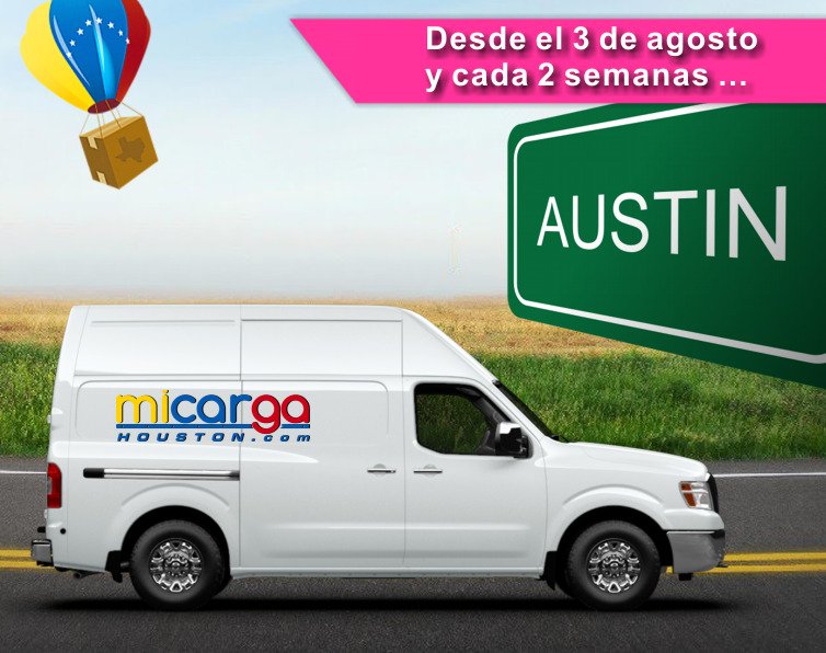micargahouston's tweet photo. Nuevo servicio Pick-up para Austin TX desde el 3 de agosto. Visite https://t.co/iISEVOFpnf #enviosdeaustinavenezuela #venezolanosenaustin https://t.co/qtSZ4M3Hy4