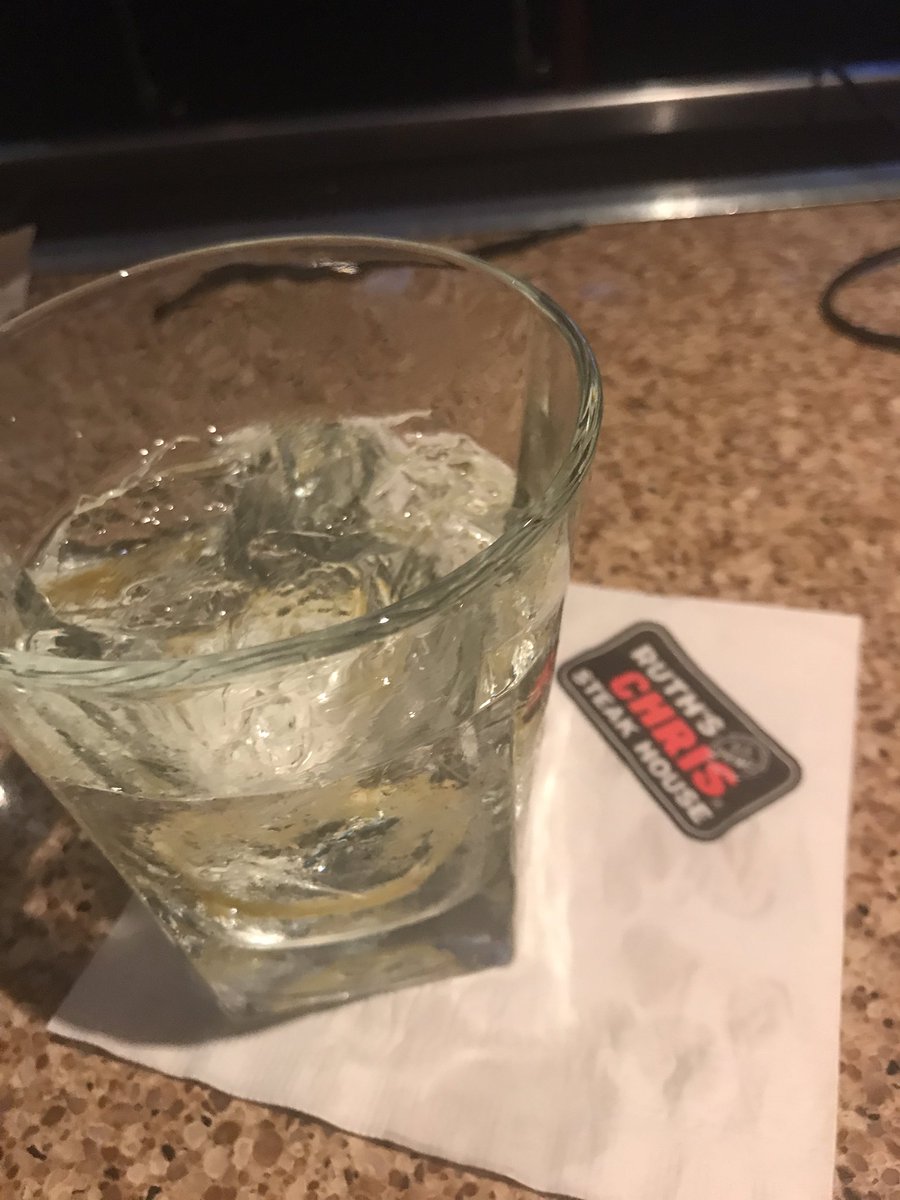 LAricktaylor's tweet photo. @TitosVodka on the rocks, lemon twist, splash of water.#simplythebest same order for @GameOnKarsonJon  Love you buddy. Thanks at @RuthsChris https://t.co/wxc6M9jsv7