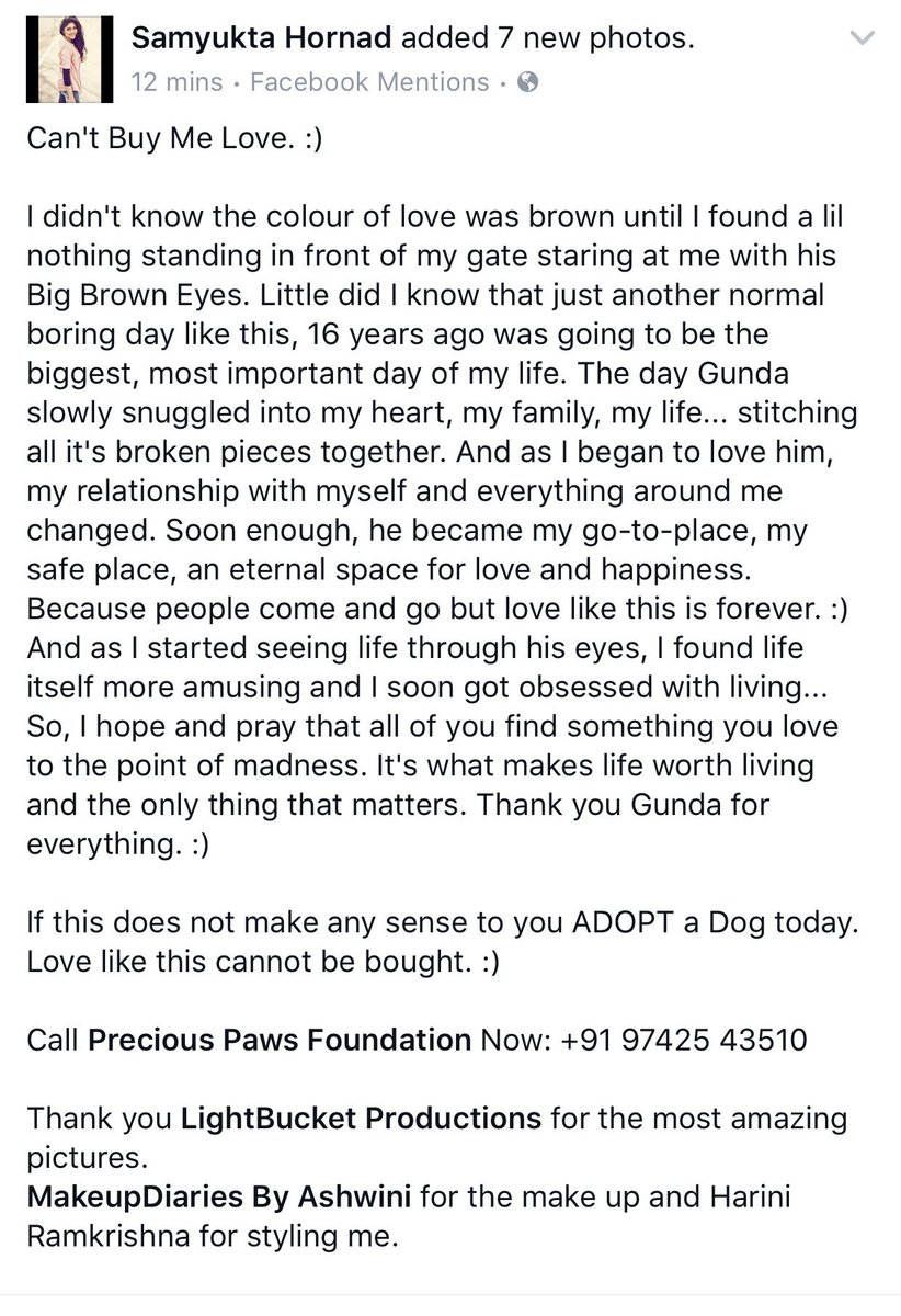 samyuktahornad's tweet photo. I hope all of u find something u love to the point of madness. It's what makes life worth living. #HappyBirthdayGunda :)

#Adopt 97425 43510 https://t.co/NswyEfp6pg
