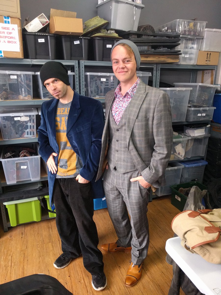 Cerberus__d's tweet image. My BFF and I did a cultural exchange. 
Who even owns a blue velvet jacket?